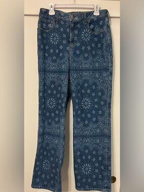 Abercrombie & Fitch Dark Blue Bandana Print Straight Leg Jeans